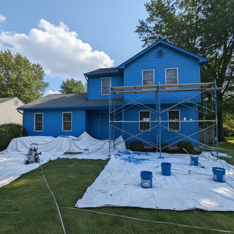Blue Siding Installation